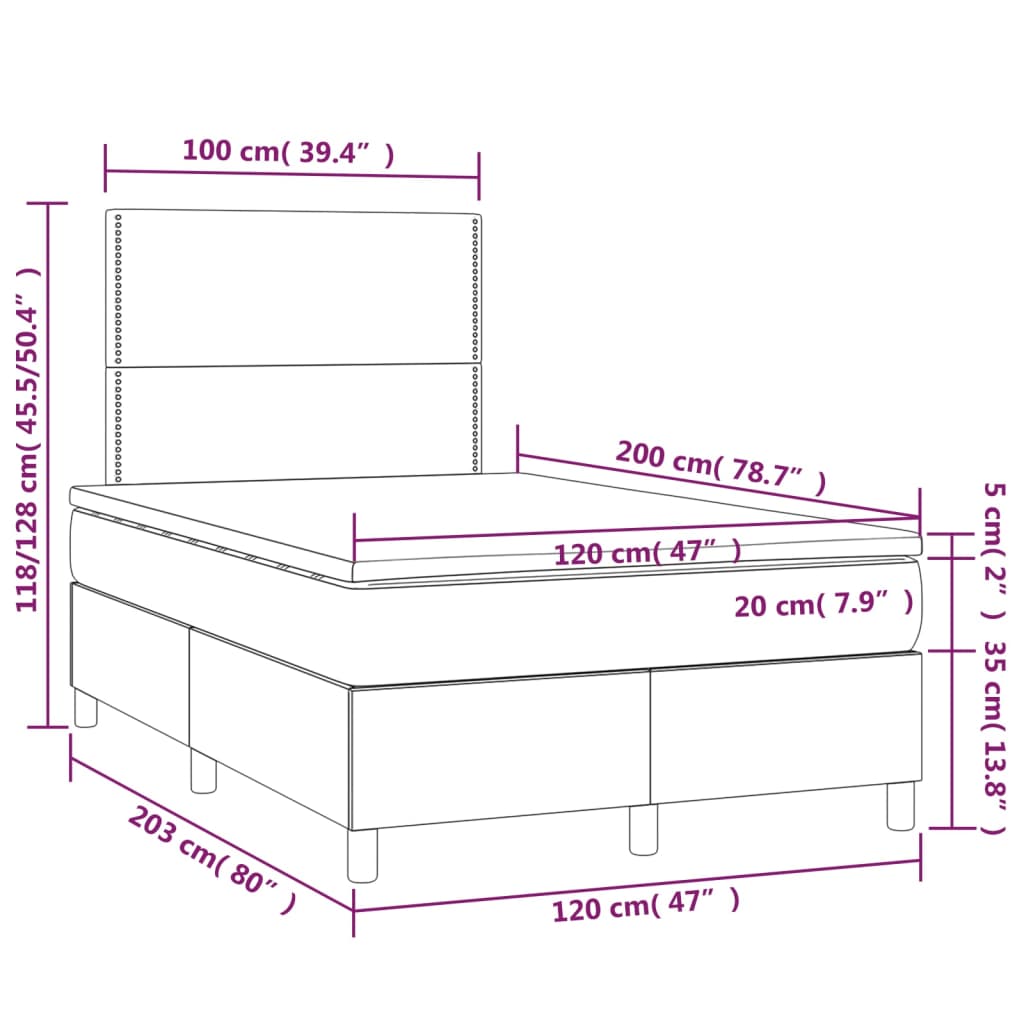 Krevet s oprugama i madracem bijeli 120x200 cm od umjetne kože