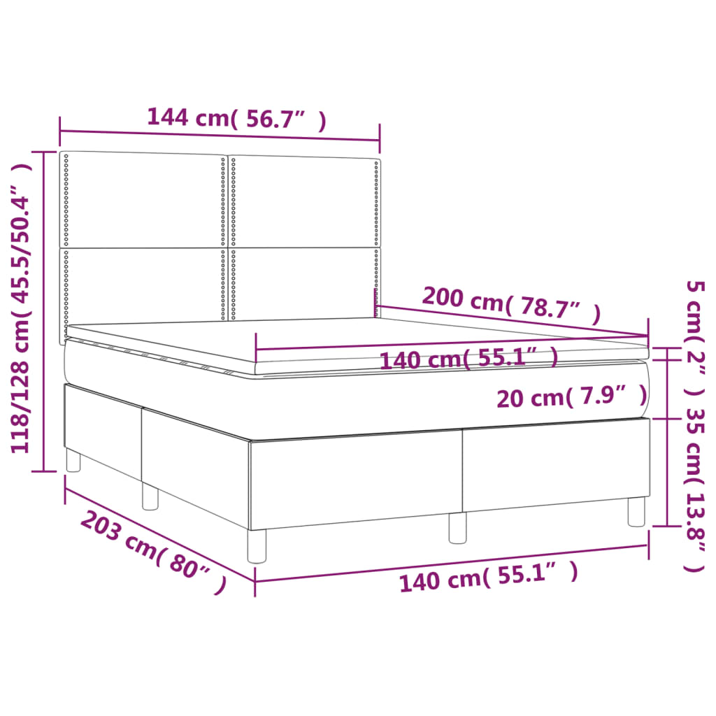 Krevet s oprugama i madracem crni 140 x 200 cm od umjetne kože