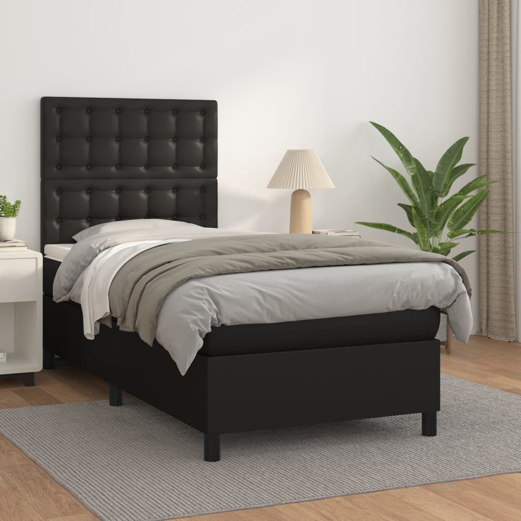 Krevet s oprugama i madracem crni 80 x 200 cm od umjetne kože