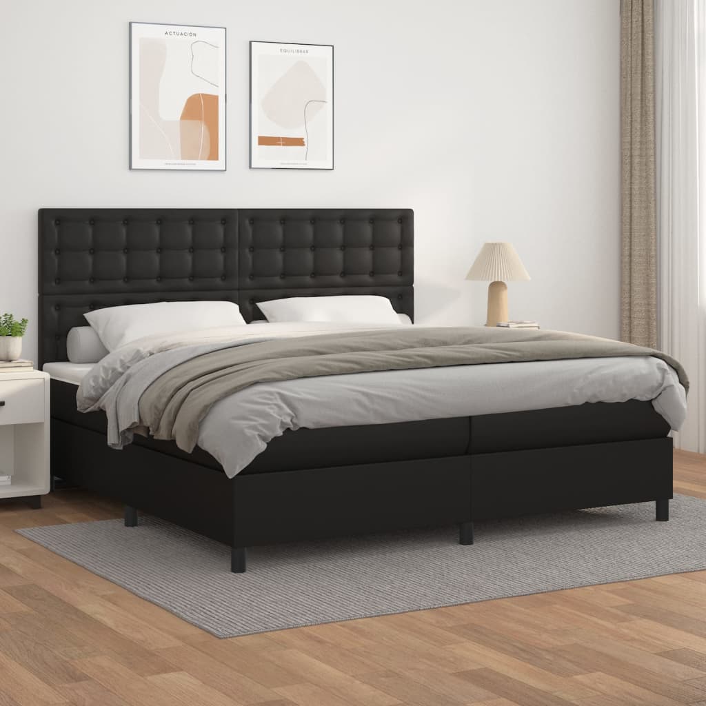 Krevet s oprugama i madracem crni 200x200 cm od umjetne kože
