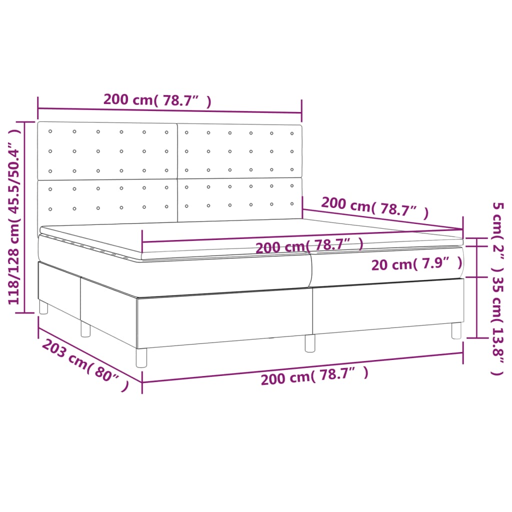 Krevet s oprugama i madracem bijeli 200x200 cm umjetna koža