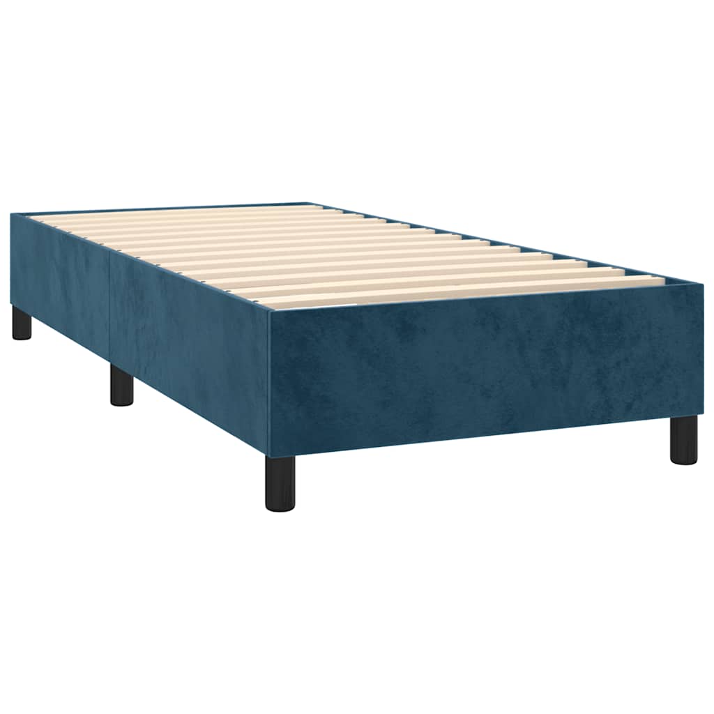Box spring krevet s madracem tamnoplavi 90x190 cm baršunasti