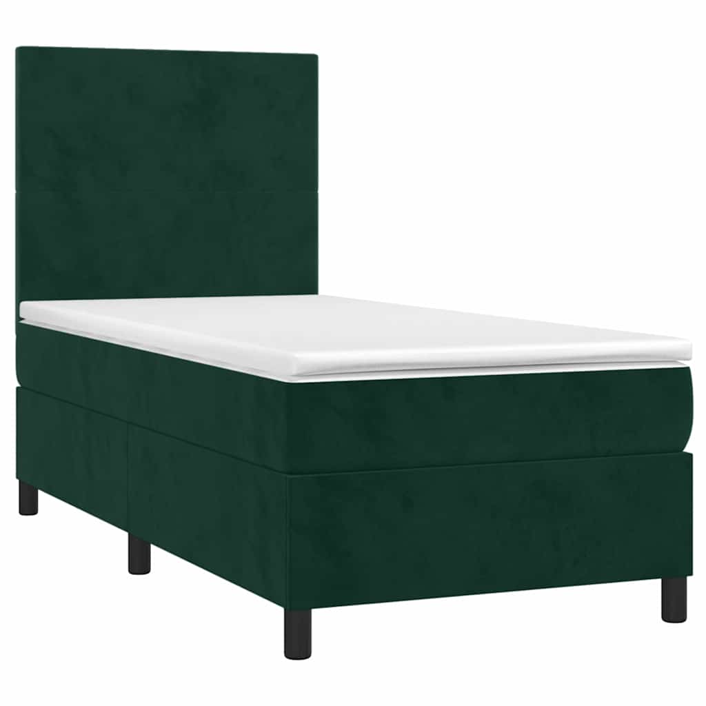 Box spring krevet s madracem tamnozeleni 100x200 cm baršunasti