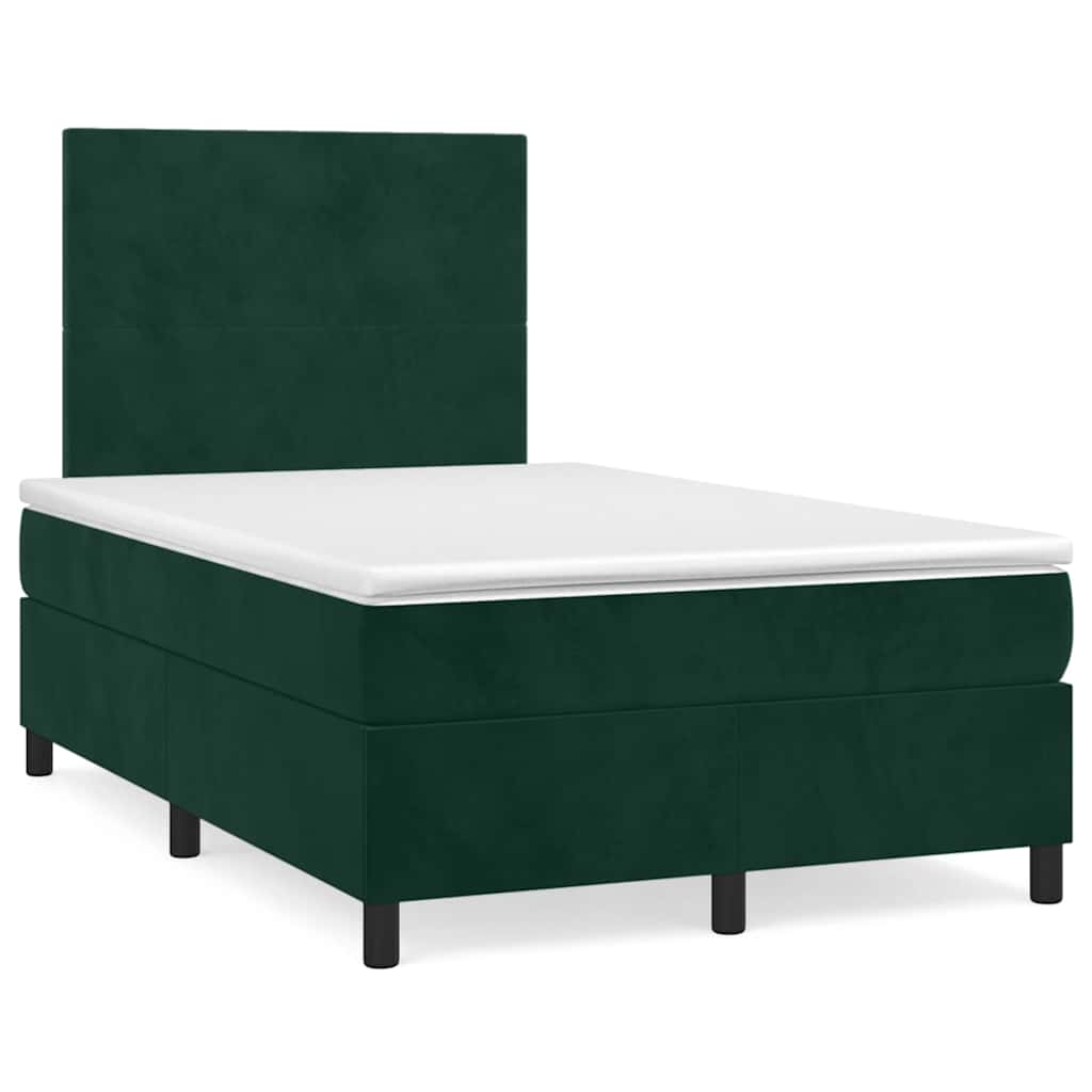 Box spring krevet s madracem tamnozeleni 120x200 cm baršunasti