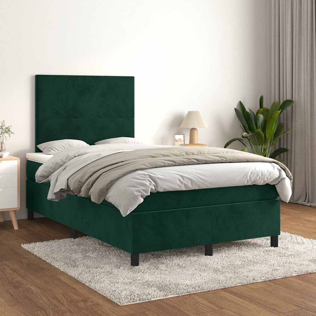 Box spring krevet s madracem tamnozeleni 120x200 cm baršunasti