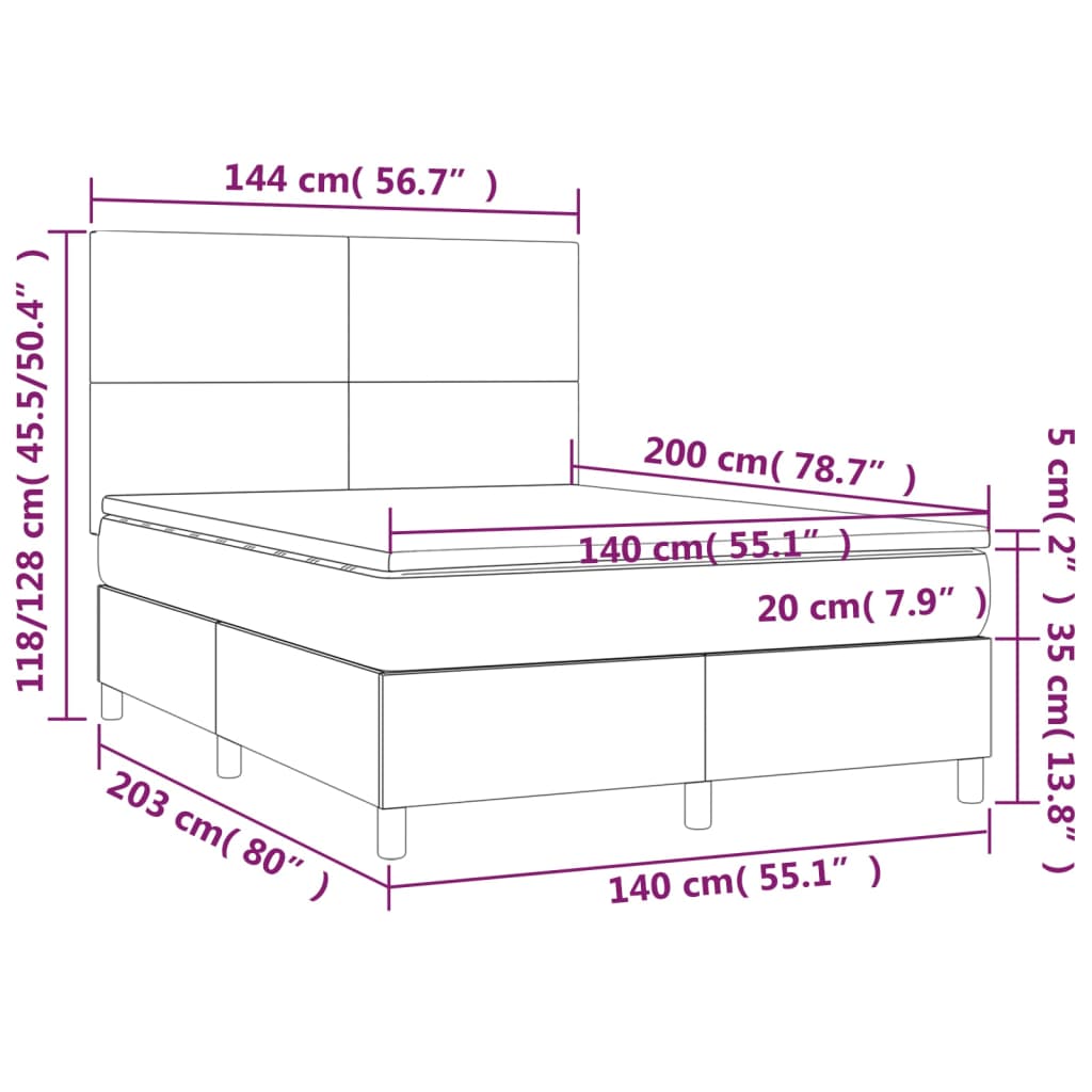 Krevet s oprugama i madracem crni 140x200 cm baršunasti