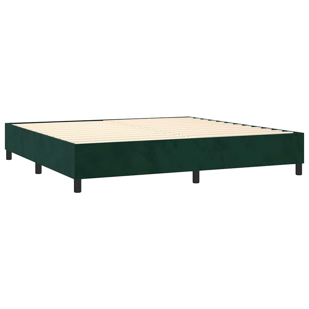 Krevet s oprugama i madracem tamnozeleni 200x200 cm baršunasti