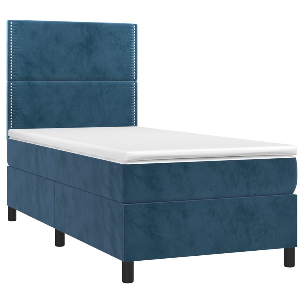 Box spring krevet s madracem tamnoplavi 80 x 200 cm baršunasti