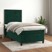 Box spring krevet s madracem tamnozeleni 100x200 cm baršunasti