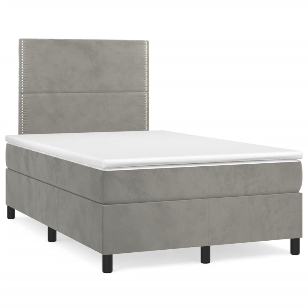 Box spring krevet s madracem svjetlosivi 120x200 cm baršunasti