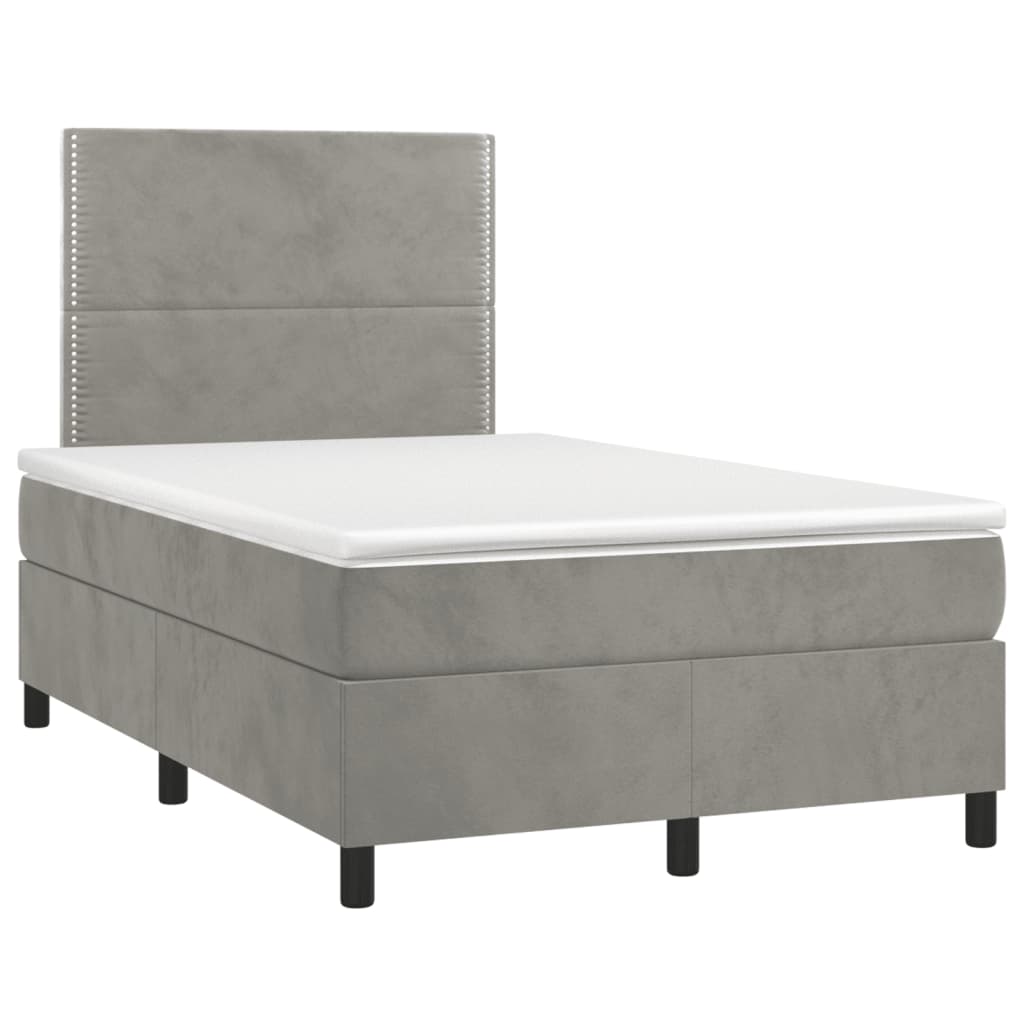 Box spring krevet s madracem svjetlosivi 120x200 cm baršunasti