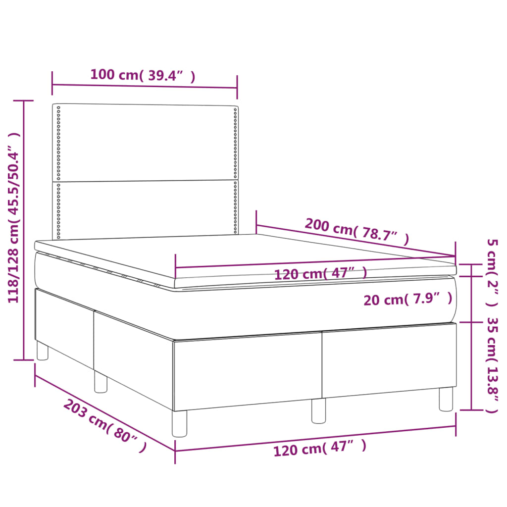 Box spring krevet s madracem ružičasti 120 x 200 cm baršunasti