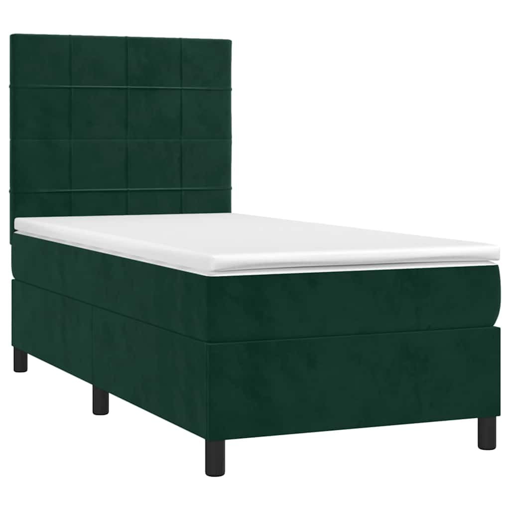 Box spring krevet s madracem tamnozeleni 90x190 cm baršunasti