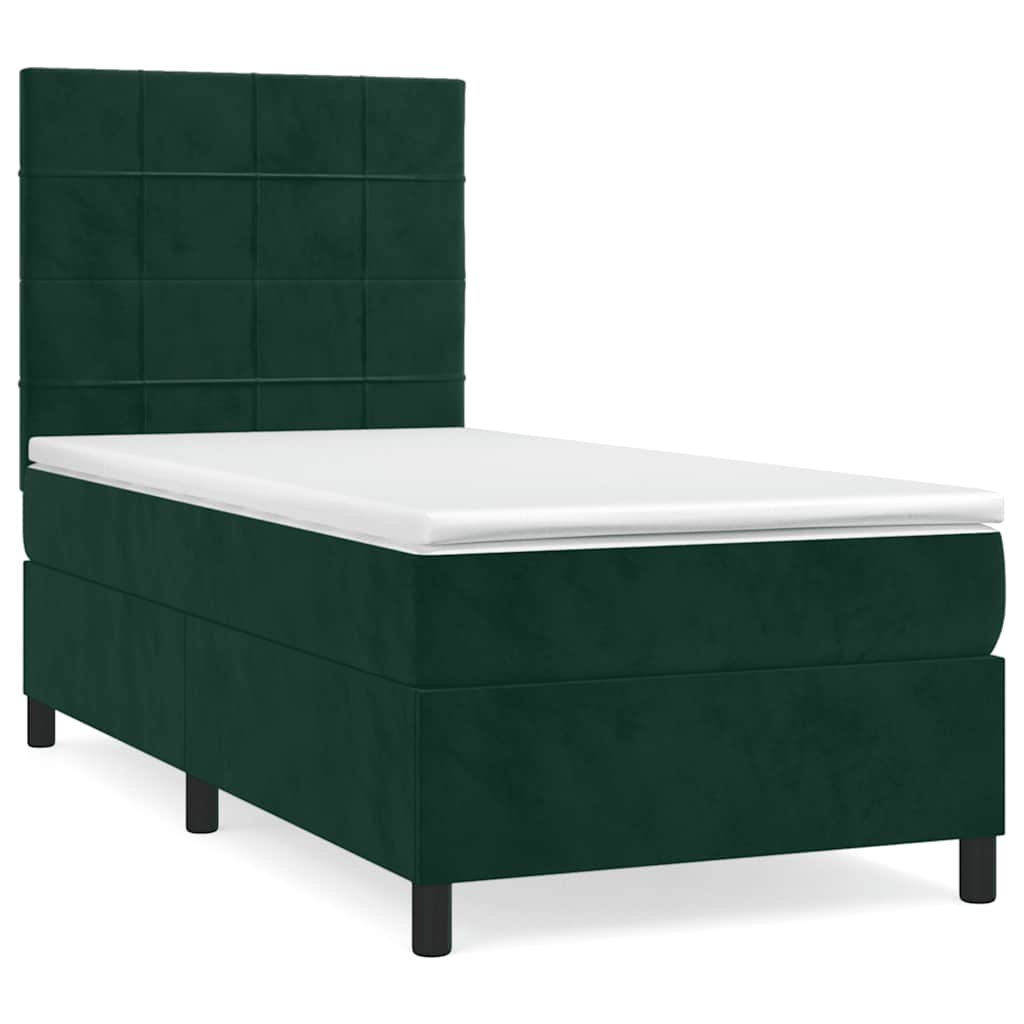 Box spring krevet s madracem tamnozeleni 90x200 cm baršunasti