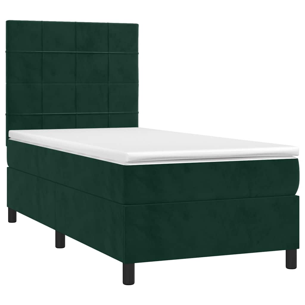 Box spring krevet s madracem tamnozeleni 90x200 cm baršunasti