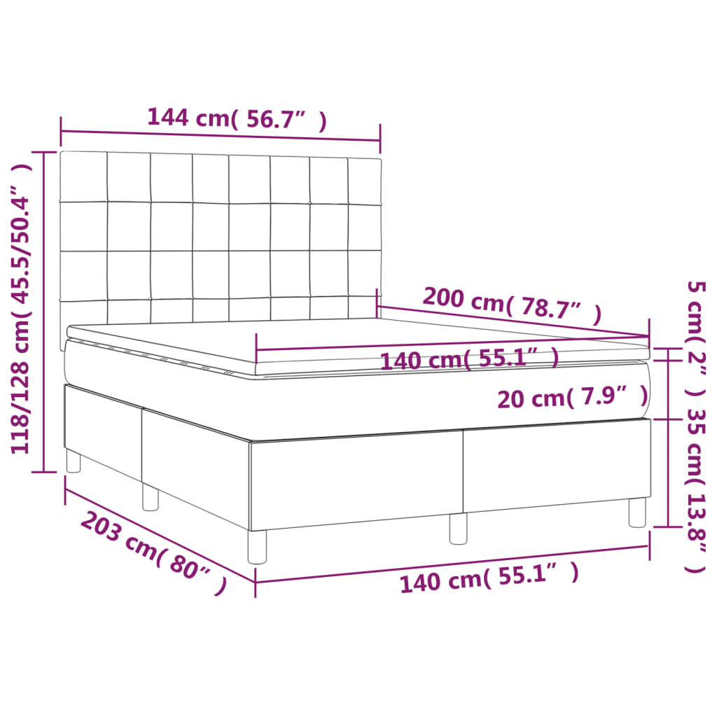 Krevet s oprugama i madracem svjetlosivi 140x200 cm baršunasti