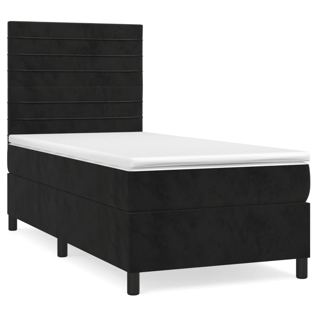 Box spring krevet s madracem crni 90x190 cm baršunasti