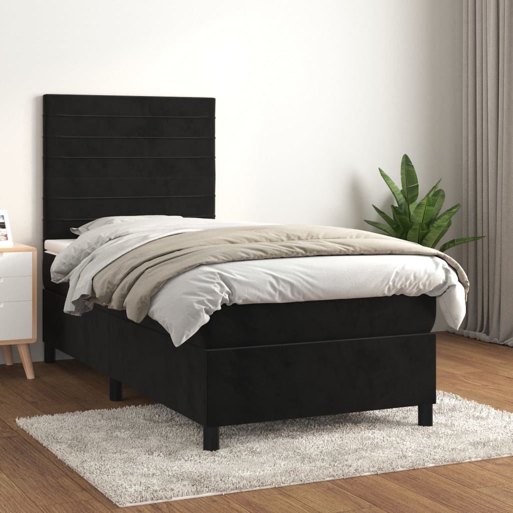 Box spring krevet s madracem crni 90x190 cm baršunasti