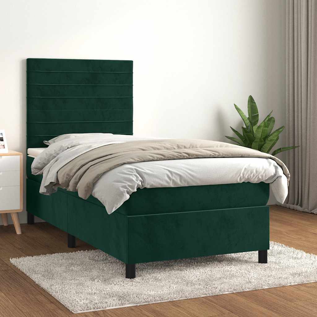 Box spring krevet s madracem tamnozeleni 100x200 cm baršunasti