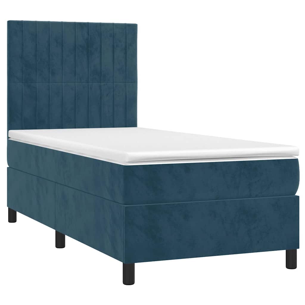 Box spring krevet s madracem tamnoplavi 90x190 cm baršunasti