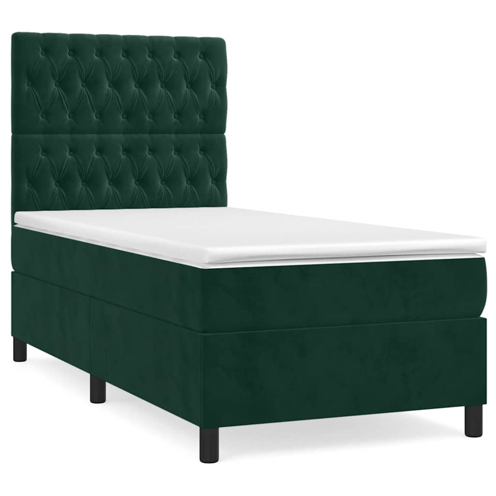 Box spring krevet s madracem tamnozeleni 80 x 200 cm baršunasti