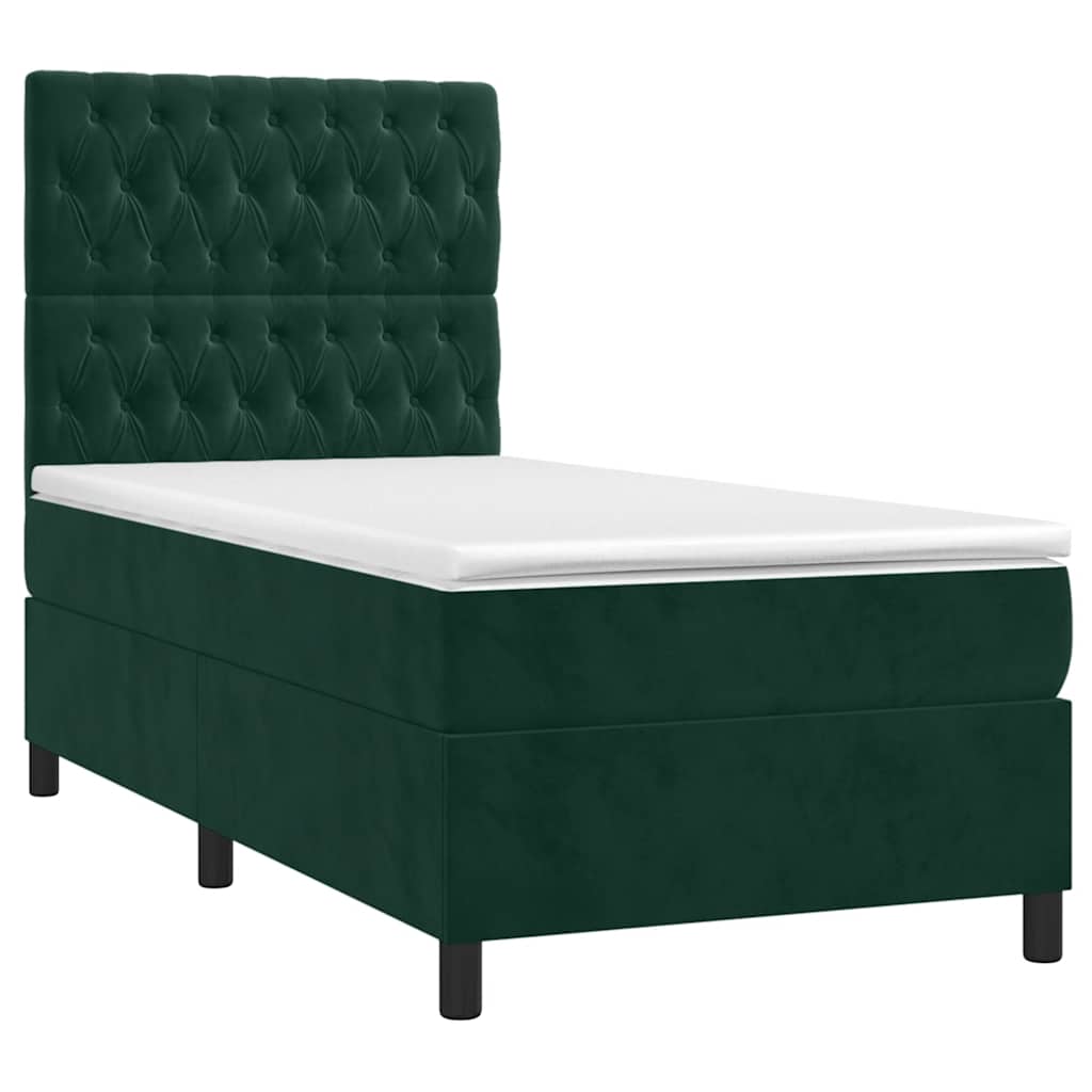 Box spring krevet s madracem tamnozeleni 80 x 200 cm baršunasti