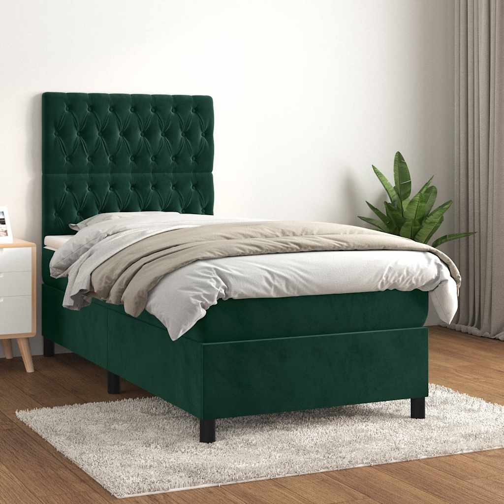 Box spring krevet s madracem tamnozeleni 80 x 200 cm baršunasti
