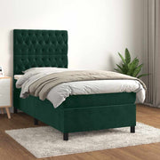 Box spring krevet s madracem tamnozeleni 80 x 200 cm baršunasti