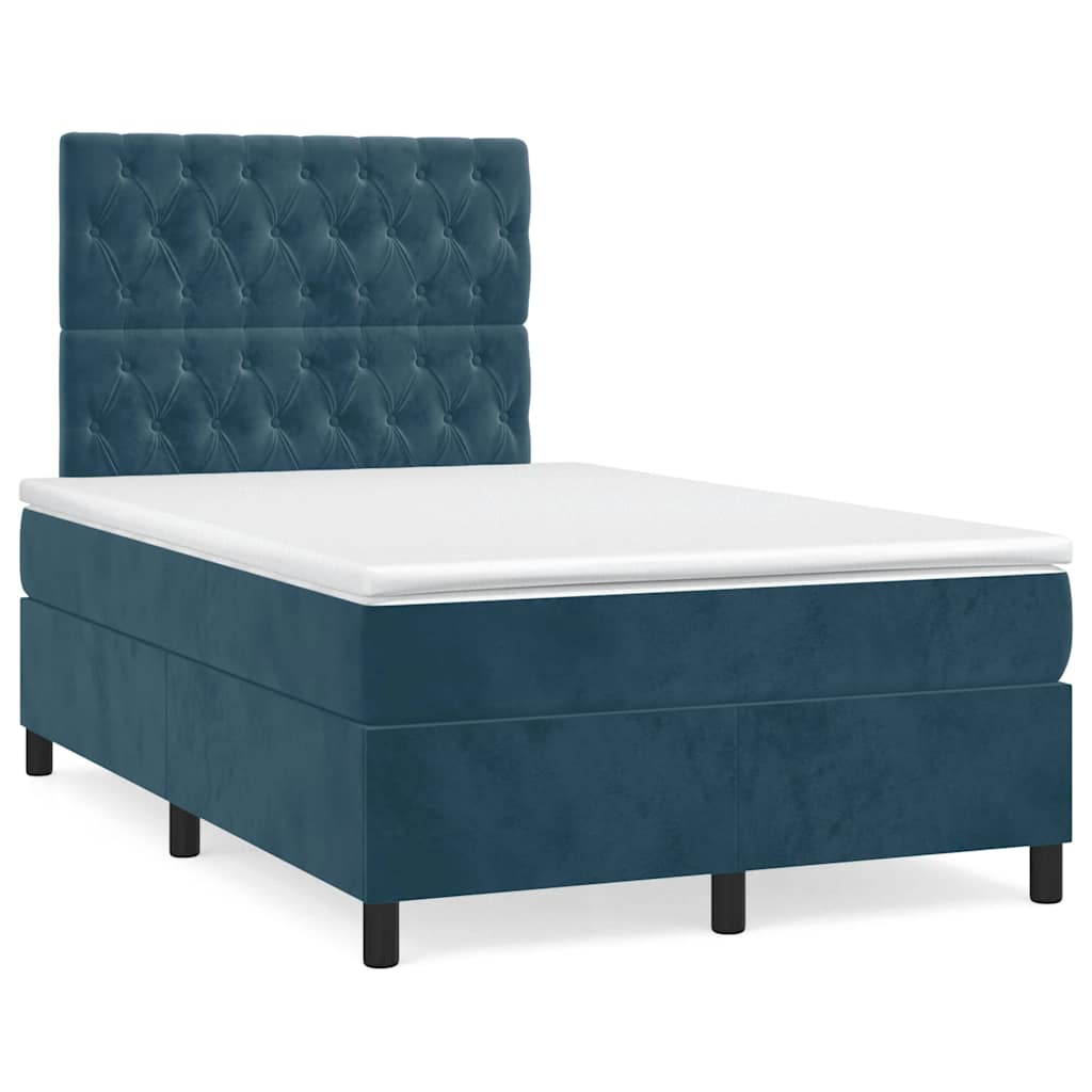 Box spring krevet s madracem tamnoplavi 120 x 200 cm baršunasti