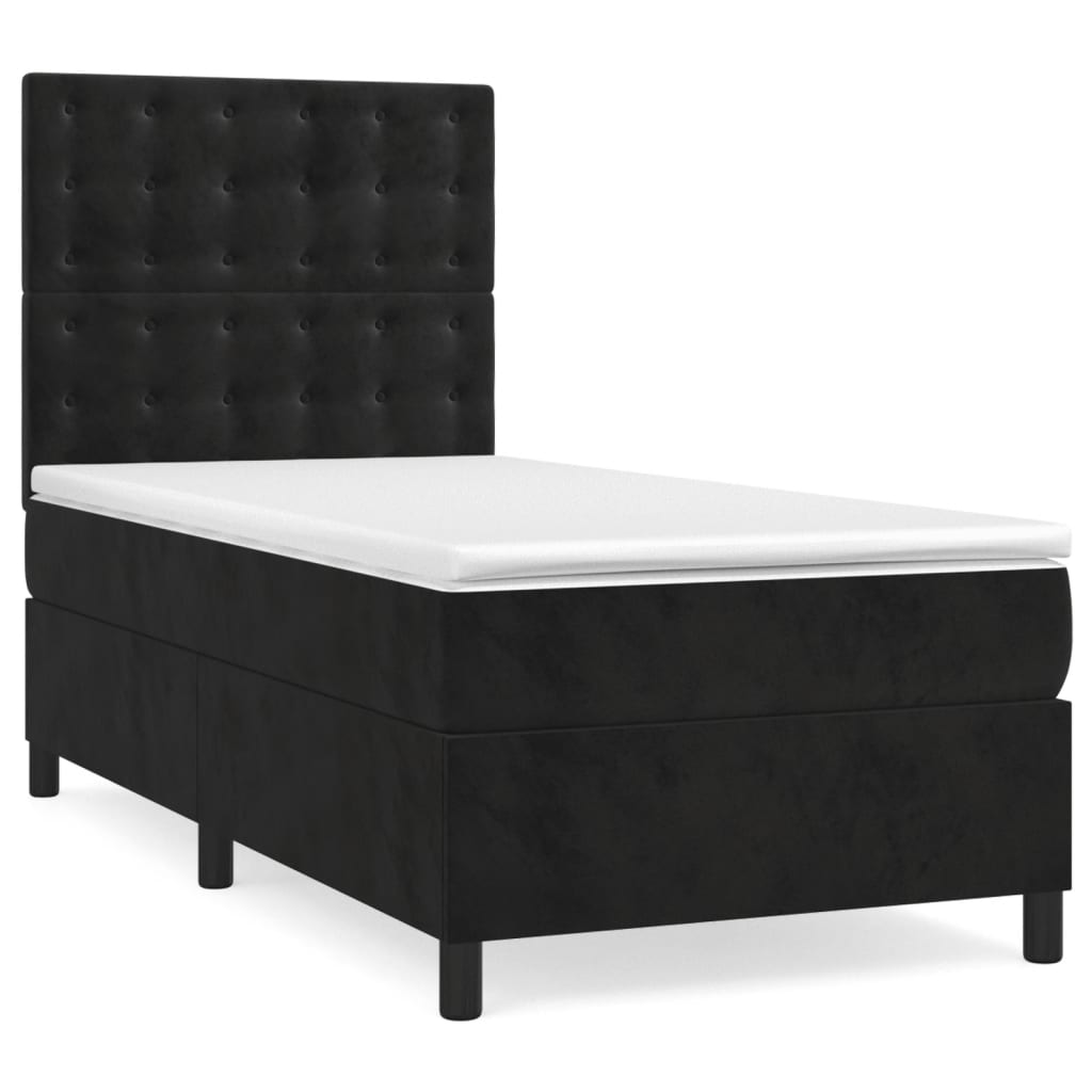 Box spring krevet s madracem crni 90x190 cm baršunasti
