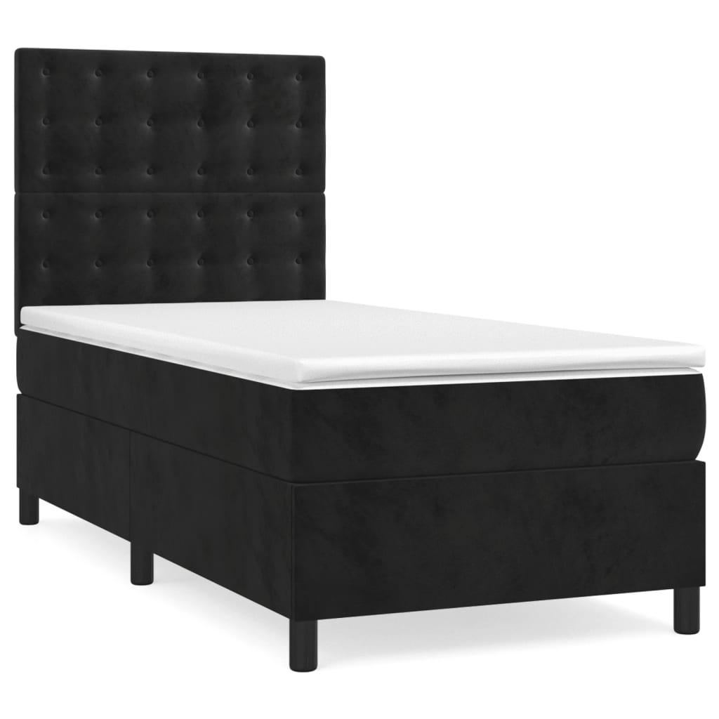 Box spring krevet s madracem crni 90x200 cm baršunasti