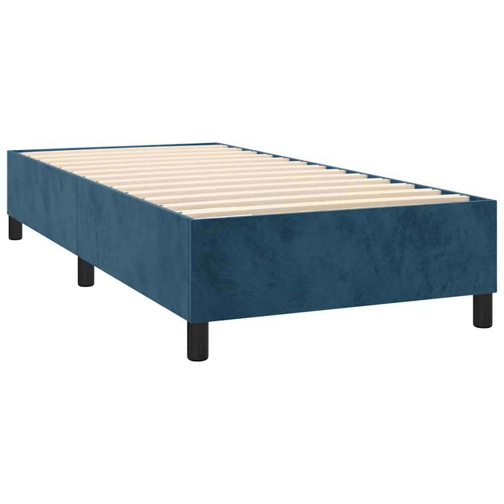 Box spring krevet s madracem tamnoplavi 90x200 cm baršunasti