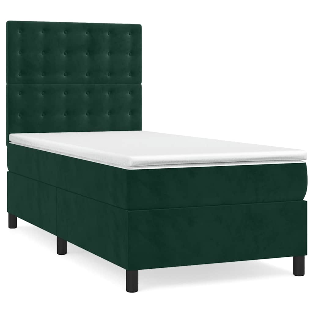 Box spring krevet s madracem tamnozeleni 100x200 cm baršunasti