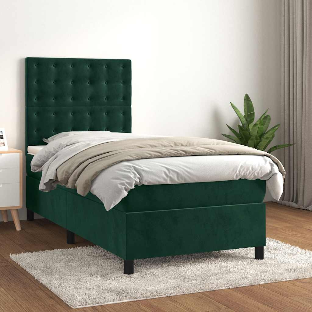 Box spring krevet s madracem tamnozeleni 100x200 cm baršunasti
