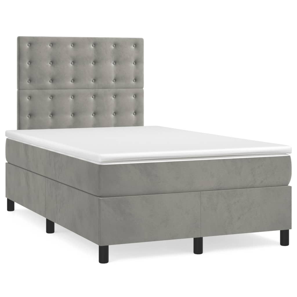 Box spring krevet s madracem svjetlosivi 120x200 cm baršunasti