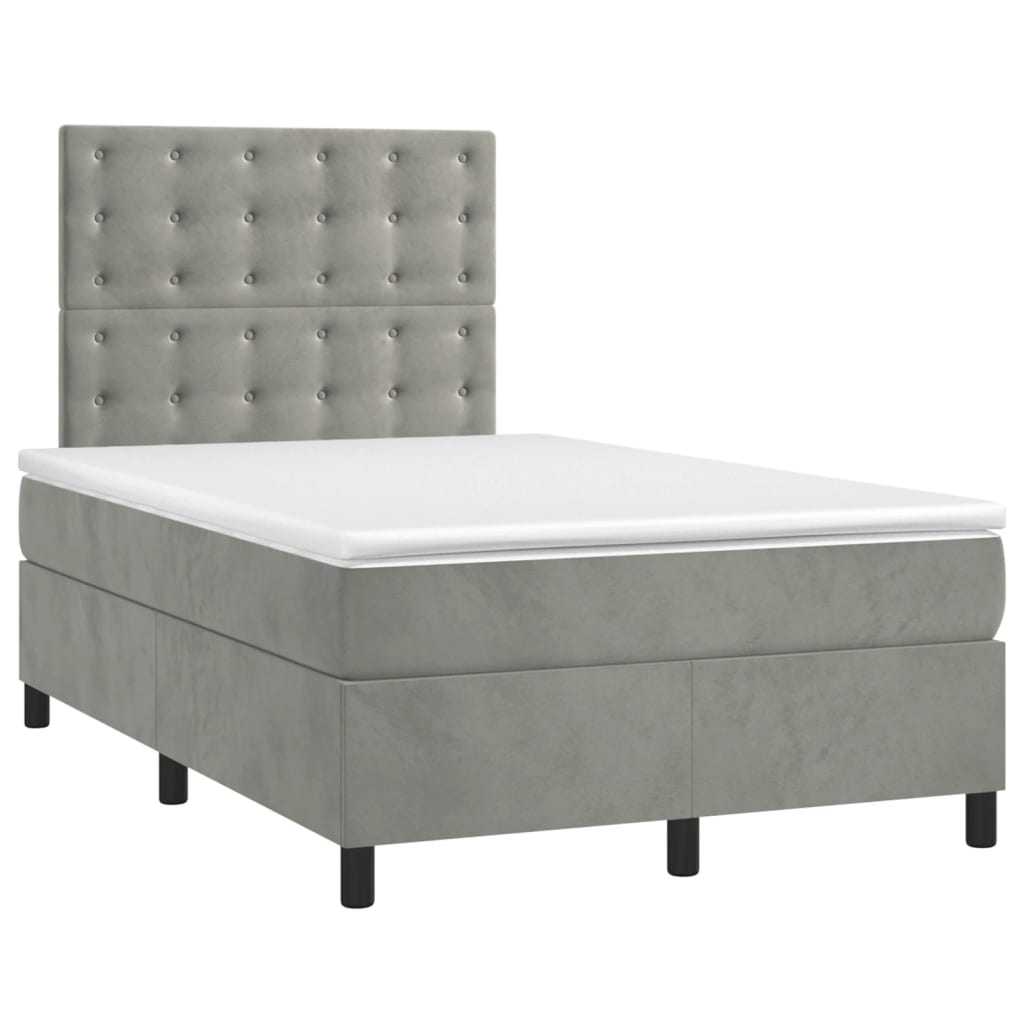 Box spring krevet s madracem svjetlosivi 120x200 cm baršunasti