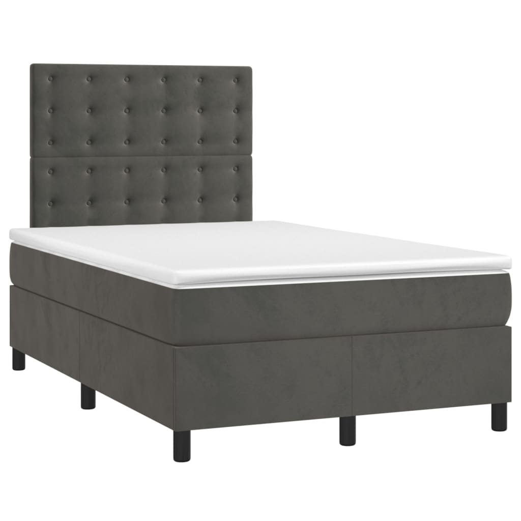 Box spring krevet s madracem tamnosivi 120 x 200 cm baršunasti