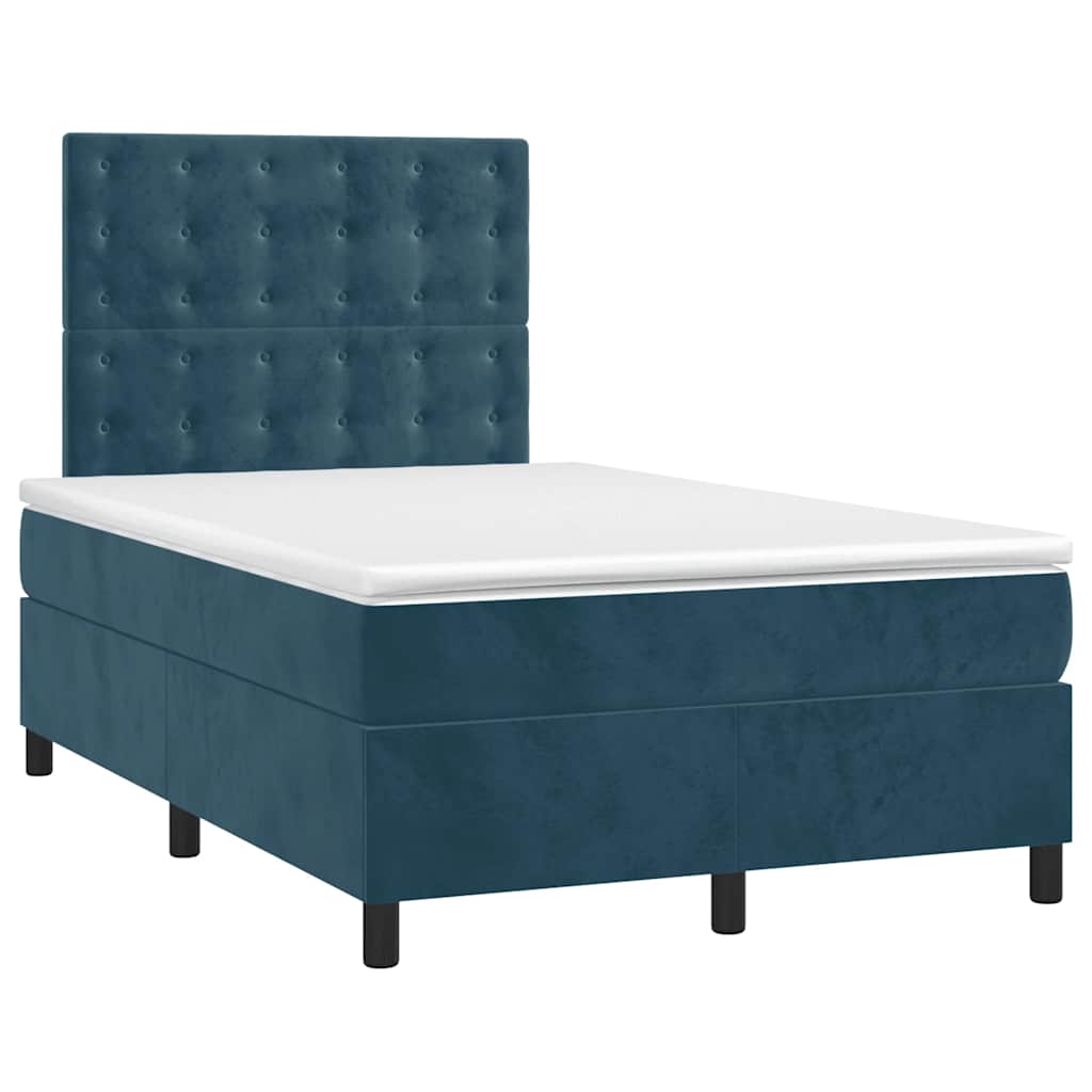 Box spring krevet s madracem tamnoplavi 120 x 200 cm baršunasti