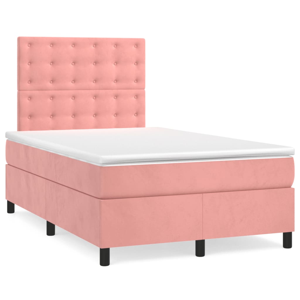 Box spring krevet s madracem ružičasti 120 x 200 cm baršunasti