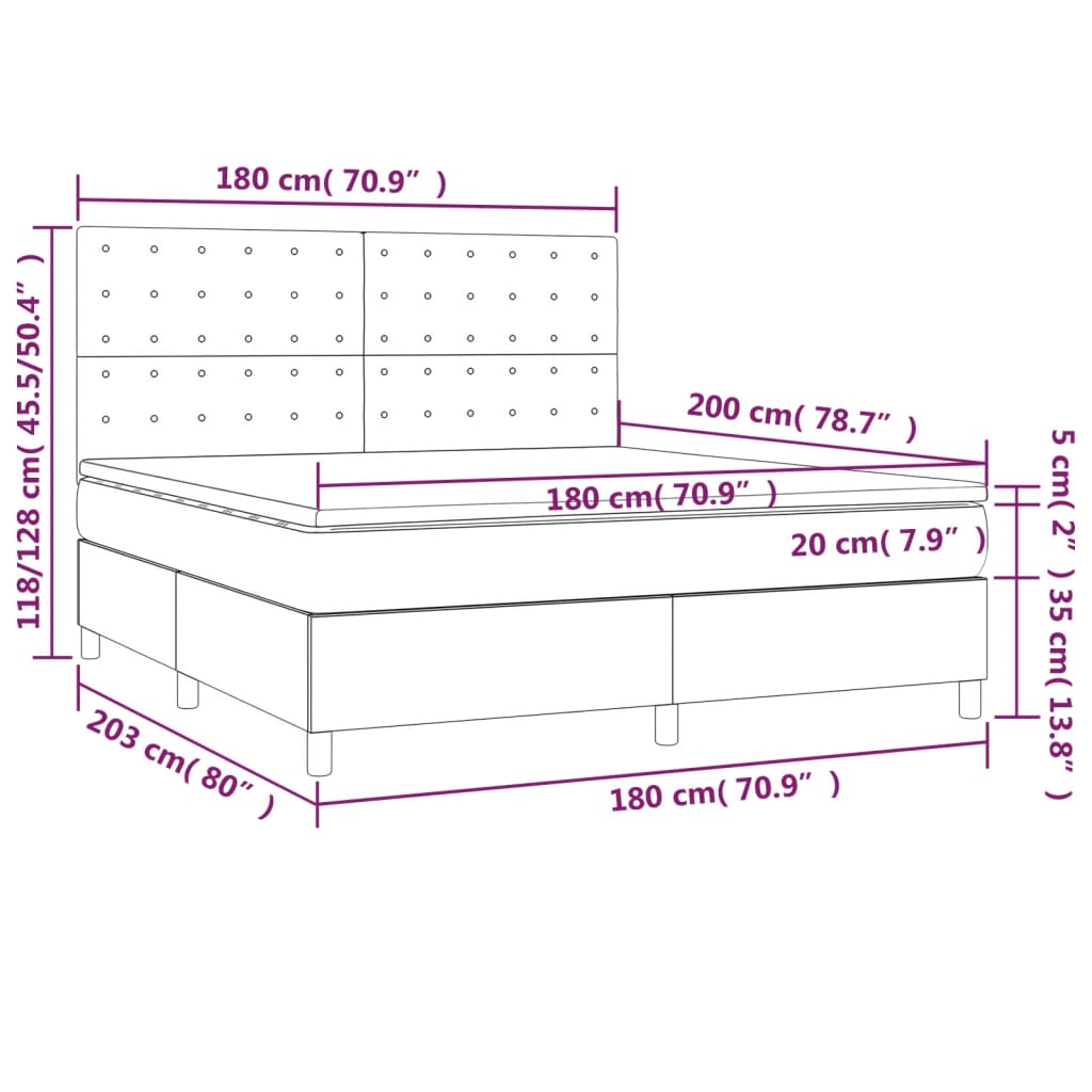 Krevet s oprugama i madracem crni 180x200 cm baršunasti