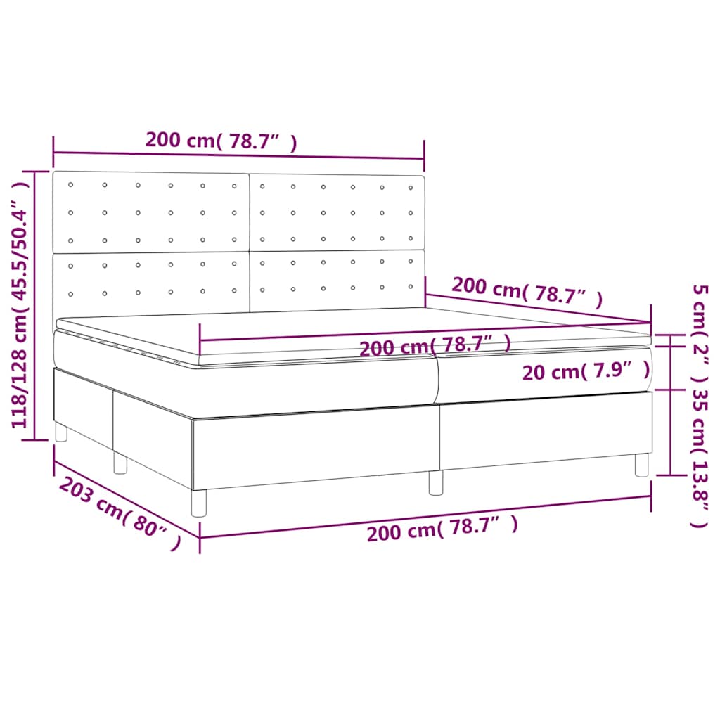 Krevet s oprugama i madracem tamnozeleni 200x200 cm baršunasti