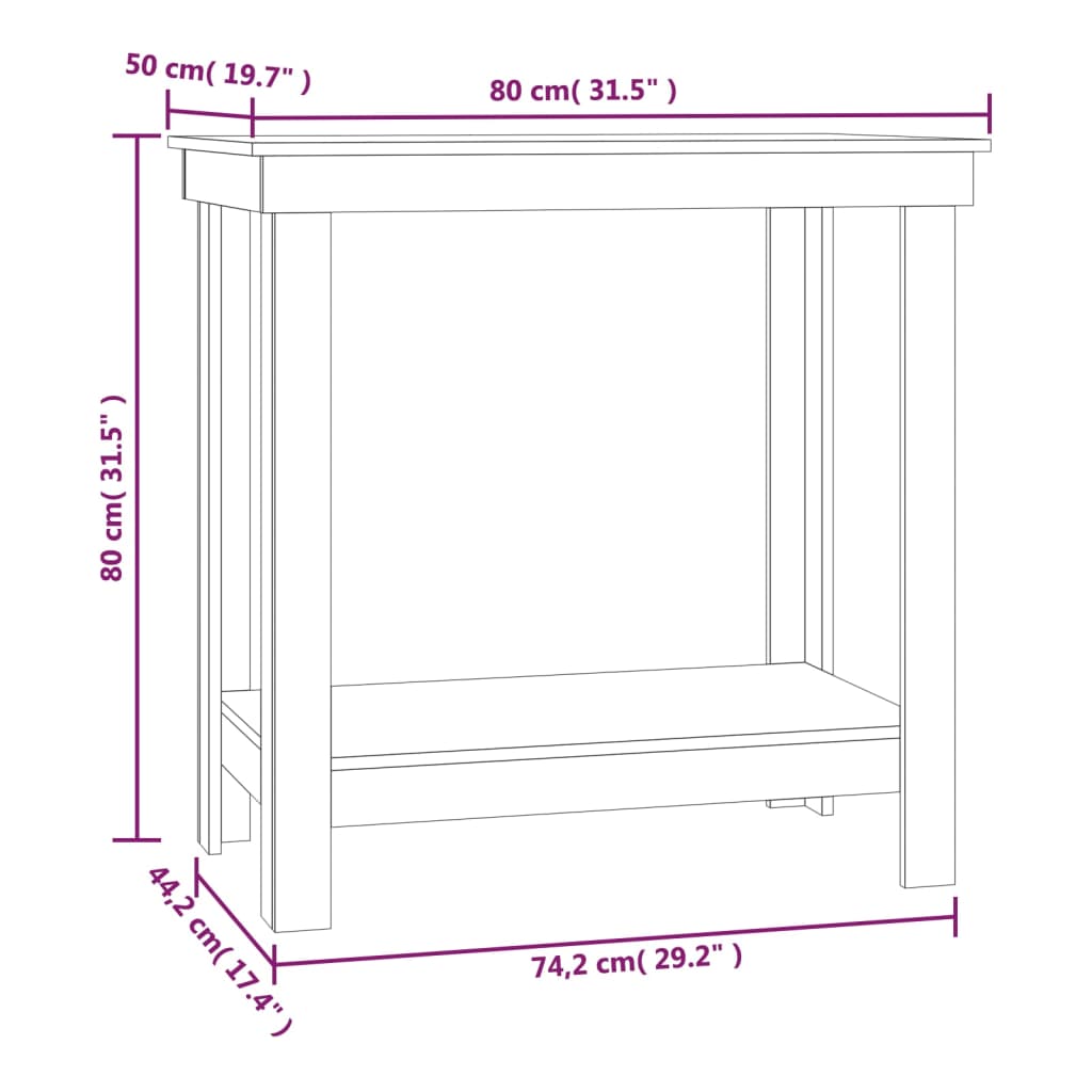 Radni stol 80 x 50 x 80 cm od masivne borovine