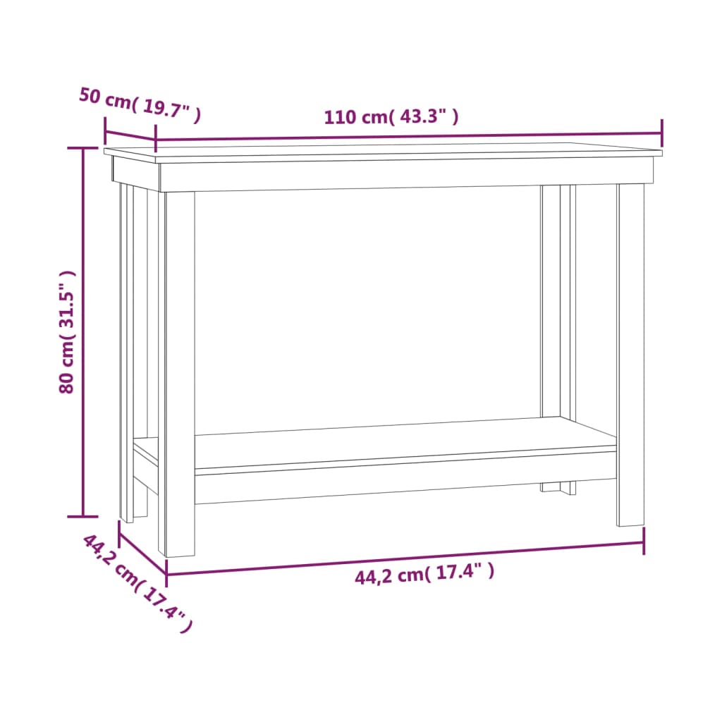Radni stol Bijela 110x50x80 cm od masivne borovine