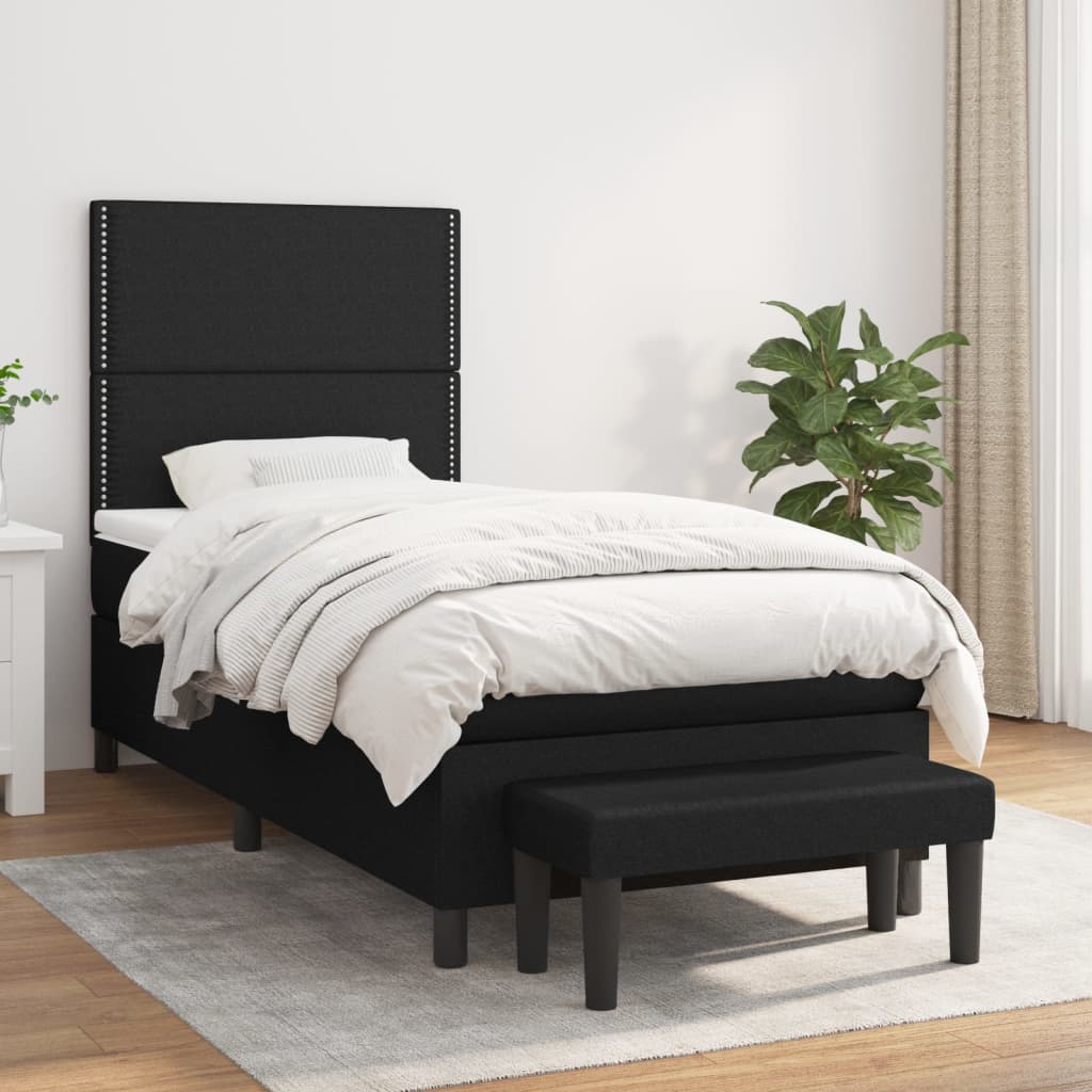 Box spring krevet s madracem crni 90x190 cm od tkanine