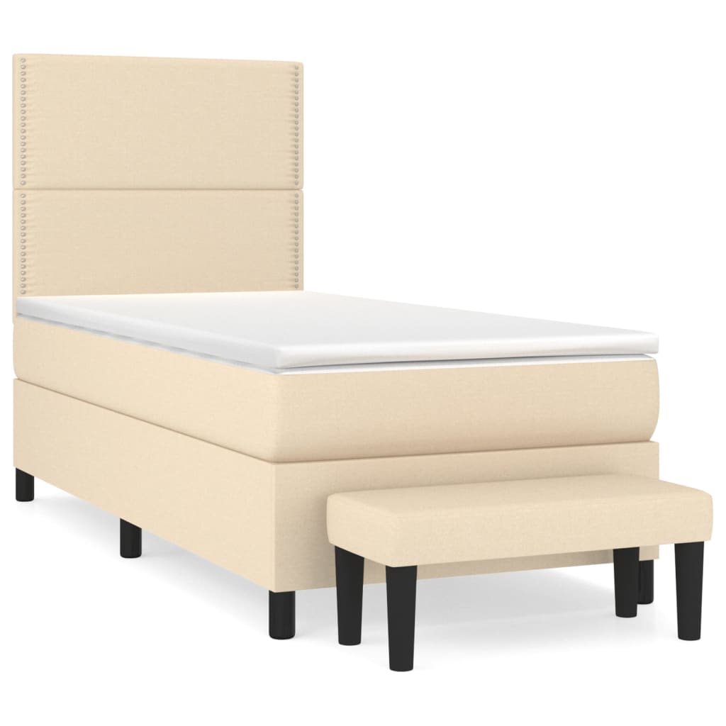 Krevet s oprugama i madracem krem 90 x 190 cm od tkanine