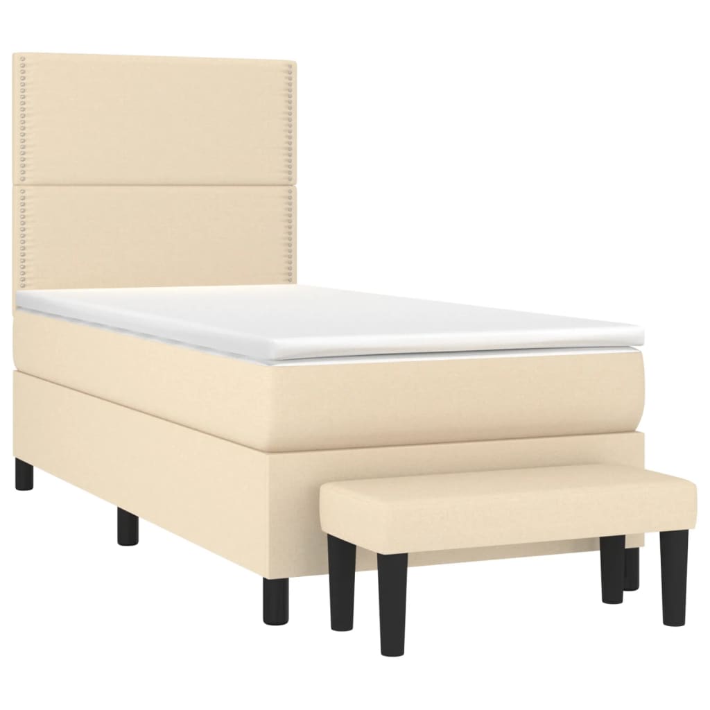 Krevet s oprugama i madracem krem 90 x 190 cm od tkanine