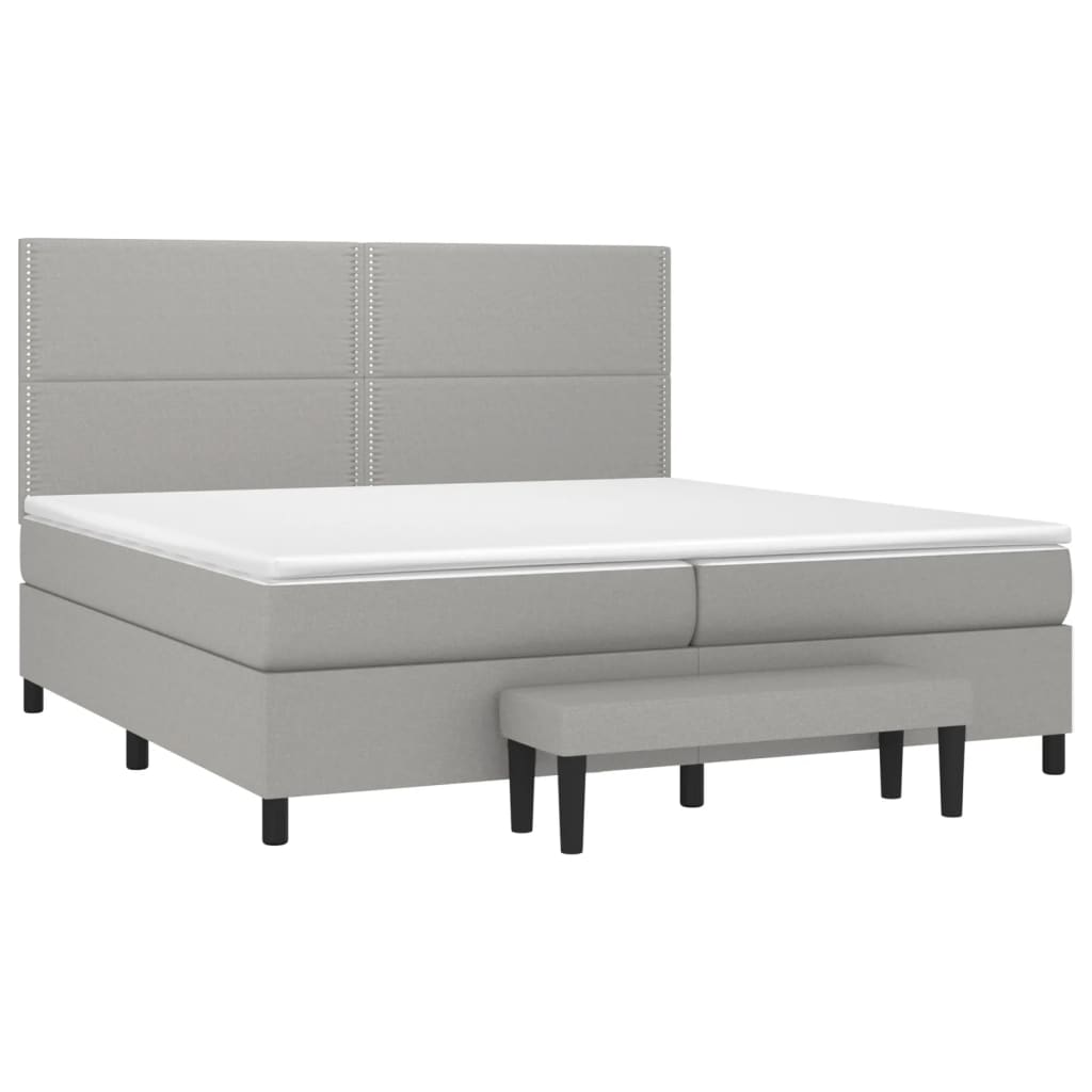 Krevet s oprugama i madracem svjetlosivi 200 x 200cm od tkanine