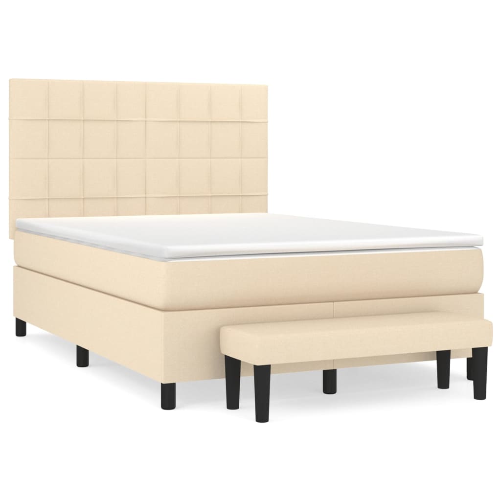 Krevet s oprugama i madracem krem 140x200 cm od tkanine