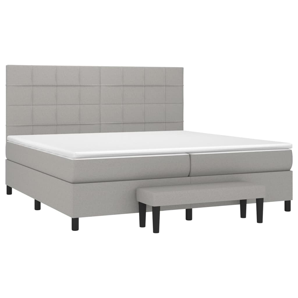 Krevet s oprugama i madracem svjetlosivi 200 x 200cm od tkanine