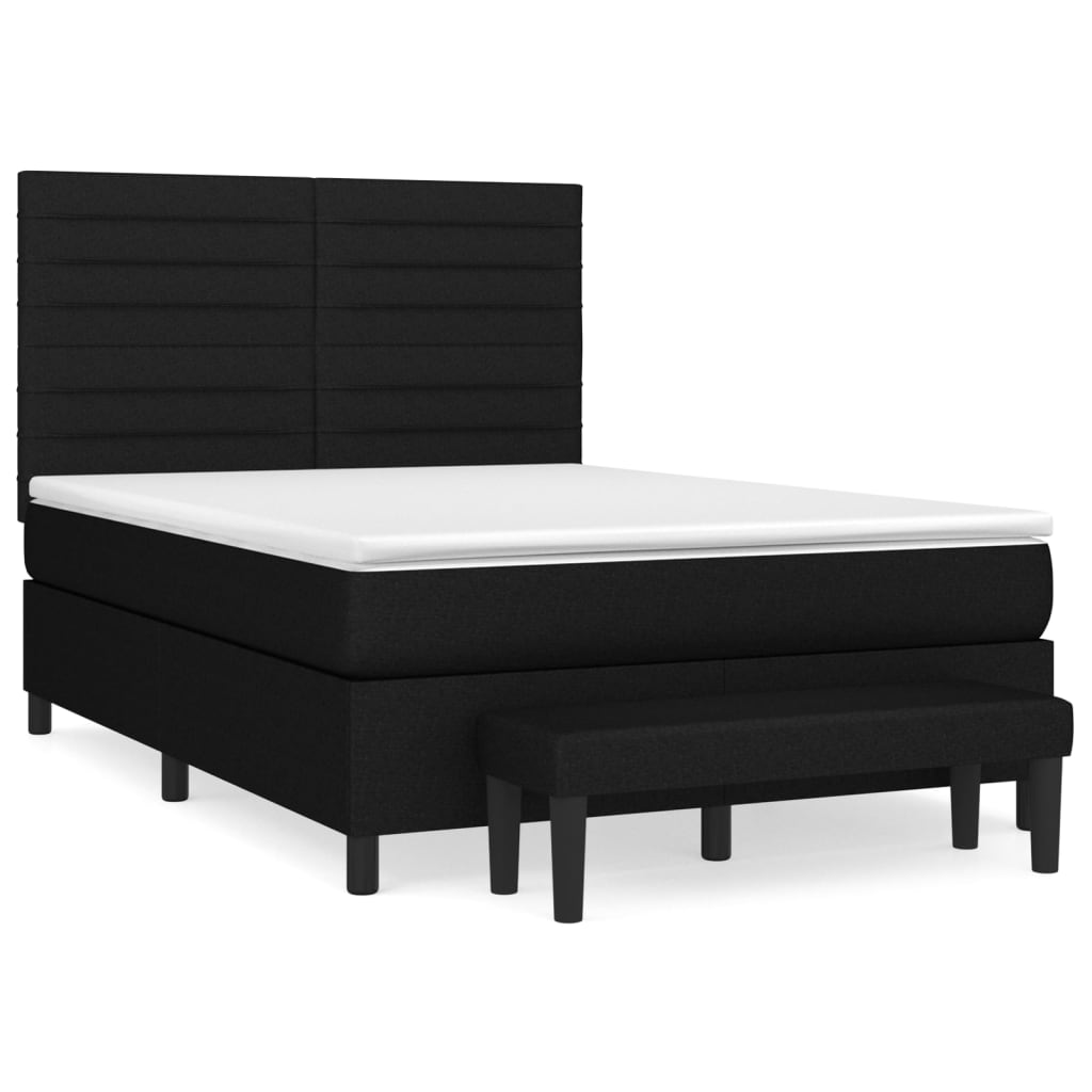 Krevet s oprugama i madracem crni 140 x 190 cm od tkanine